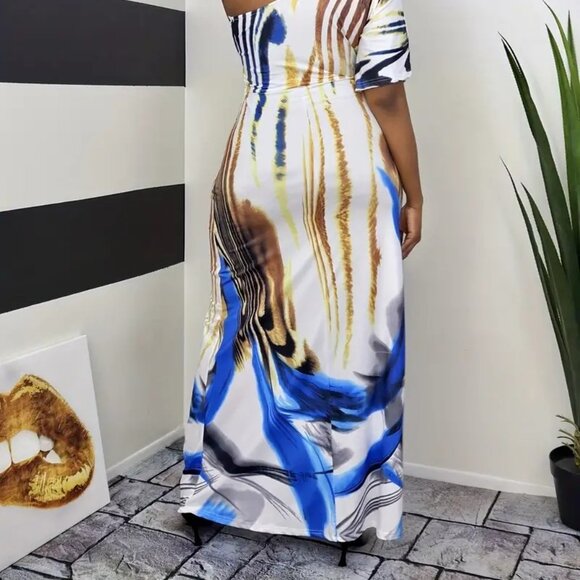 Women Plus Size One Shoulder Long Vibrant Print Flattering Maxi Summer Dress 18W - Picture 4 of 8